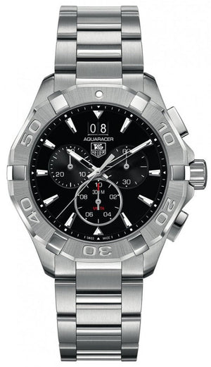 Tag Heuer Aquaracer Chronograph Black Dial Silver Steel Strap Watch for Men - CAY1110.BA0927 Authentic Buy Shop Now