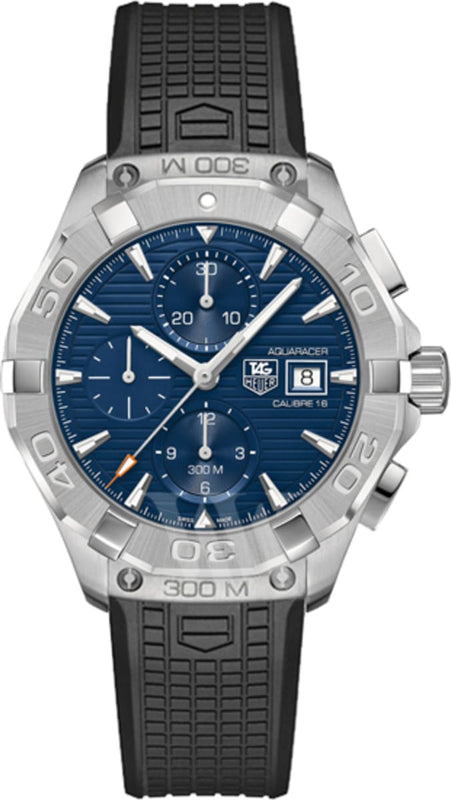 Tag Heuer Aquaracer Chronograph Blue Dial Black Rubber Strap Watch for Men - CAY2112.FT6041 Authentic Buy Shop Now