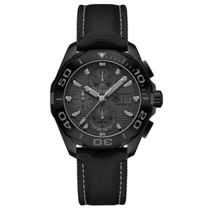 Tag Heuer Aquaracer Automatic Chronograph Special Edition Titanium Grey Dial Black Leather Strap Watch for Men - CAY218B.FC6370 Authentic Buy Shop Now
