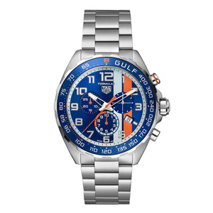 Tag Heuer Formula 1 Gulf Edition Chronograph Blue Dial Silver Steel Strap Watch for Men - CAZ101AT.BA0842 Authentic Buy Shop Now