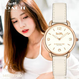 Coach Delancey White Dial White Leather Strap Watch for Women - 14502790 Authentic Buy Shop Now