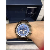 Maserati Traguardo Chronograph Blue Dial Brown Leather Strap Watch For Men - R8871612024 Authentic Buy Shop Now
