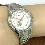 Bulova Crystal Collection Mother of Pearl Dial Silver Steel Strap Watch for Women - 98L232 Authentic Buy Shop Now