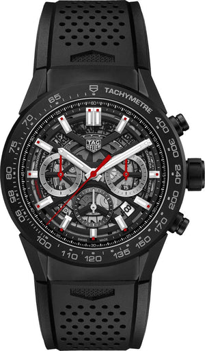 Tag Heuer Carrera Automatic Chronograph Black Dial Black Rubber Strap Watch for Men - CBG2A90.FT6173 Authentic Buy Shop Now