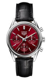 Tag Heuer Carrera Automatic Chronograph Red Dial Black Leather Strap Watch for Men - CBK221G.FC6479 Authentic Buy Shop Now