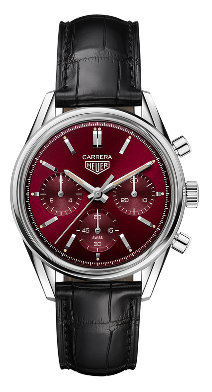 Tag Heuer Carrera Automatic Chronograph Red Dial Black Leather Strap Watch for Men - CBK221G.FC6479 Authentic Buy Shop Now