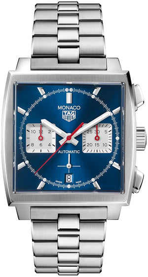 Tag Heuer Monaco Automatic Chronograph Blue Dial Silver Steel Strap Watch for Men - CBL2111.BA0644 Authentic Buy Shop Now