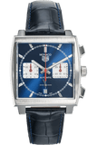 Tag Heuer Monaco Automatic Chronograph Blue Dial Blue Leather Strap Watch for Men - CBL2111.FC6453 Authentic Buy Shop Now