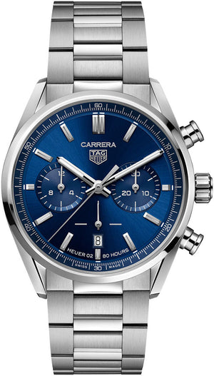 Tag Heuer Carrera Chronograph Blue Dial Silver Steel Strap Watch for Men - CBN2011.BA0642 Authentic Buy Shop Now