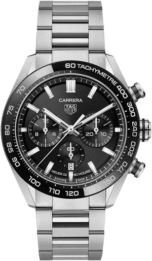 Tag Heuer Carrera Automatic Chronograph Black Dial Silver Steel Strap Watch for Men - CBN2A1B.BA0643 Authentic Buy Shop Now