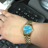 Michael Kors Lexington Quartz Blue Dial Gold Steel Strap Watch For Women - MK3271 Authentic Buy Shop Now
