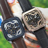 Fossil Inscription Automatic Skeleton Blue Dial Brown Leather Strap Watch for Men - BQ2571 Authentic Buy Shop Now