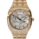 Bulova Multifunction White Dial Gold Steel Strap Watch for Men - 97C105 Authentic Buy Shop Now