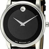Movado Museum Classic Black Dial Black Leather Strap Watch For Women - 0606503 Authentic Buy Shop Now