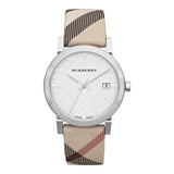 Burberry The City Nova Silver Dial White Leather Strap Watch for Women - BU9022 Authentic Buy Shop Now