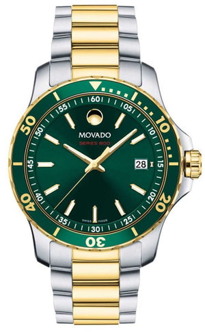 Movado Series 800 Green Dial Two Tone Steel Strap Watch for Men - 2600147 Authentic Buy Shop Now