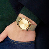 Movado Bold Gold Dial Gold Mesh Bracelet Watch For Men - 3600373 Authentic Buy Shop Now