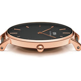 Daniel Wellington Classic Melrose Black Dial Rose Gold Mesh Bracelet Watch For Women - DW00100161 Authentic Buy Shop Now