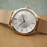 Calvin Klein Minimal White Dial Rose Gold Mesh Bracelet Watch for Men - K3M21626 Authentic Buy Shop Now