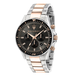 Maserati SFIDA Chronograph Black Dial Two Tone Steel Strap Watch For Men - R8873640002 Authentic Buy Shop Now