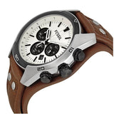 Fossil Coachman Chronograph White Dial Brown Leather Strap Watch for Men - CH2890 Authentic Buy Shop Now