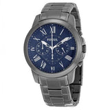 Fossil Grant Chronograph Blue Dial Grey Steel Strap Watch for Men - FS4831 Authentic Buy Shop Now