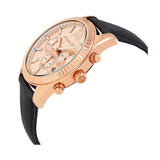Michael Kors Lexington Chronograph Rose Gold Dial Black Leather Strap Watch For Men - MK8516 Authentic Buy Shop Now