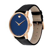 Movado Museum Sport Blue Dial Black Leather Strap Watch for Men - 0607266 Authentic Buy Shop Now