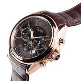 Hugo Boss Driver Sport Chronograph Brown Dial Brown Leather Strap Watch for Men - 1513093 Authentic Buy Shop Now