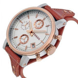 Fossil Boyfriend Chronograph White Dial Brown Leather Strap Watch for Women - ES3837 Authentic Buy Shop Now