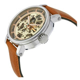 Fossil Boyfriend Automatic Skeleton Silver Dial Brown Leather Strap Watch for Women - ME3109 Authentic Buy Shop Now