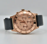 Marc Jacobs Blade Chronograph Rose Gold Dial Black Leather Strap Watch for Women - MBM1188 Authentic Buy Shop Now