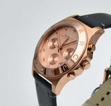 Marc Jacobs Blade Chronograph Rose Gold Dial Black Leather Strap Watch for Women - MBM1188 Authentic Buy Shop Now