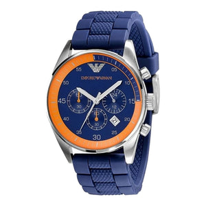 Emporio Armani Chronograph Blue Dial Blue Rubber Strap Watch For Men - AR5864 Authentic Buy Shop Now