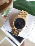 Michael Kors Slim Runway Black Dial Gold Steel Strap Watch for Women - MK3803 Authentic Buy Shop Now