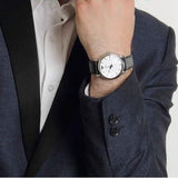 Emporio Armani Retro Analog Quartz Silver Dial Black Leather Strap Watch For Men - AR1674 Authentic Buy Shop Now
