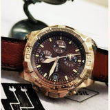 Fossil Bronson Chronograph Brown Dial Brown Leather Strap Watch for Men - FS5857 Authentic Buy Shop Now