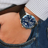 Fossil Wakefield Chronograph Blue Dial Black Leather Strap Watch for Women - CH2945 Authentic Buy Shop Now