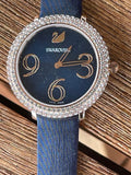 Swarovski Crystal Frost Blue Dial Blue Leather Strap Watch for Women - 5484061 Authentic Buy Shop Now