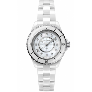 Chanel J12 Diamonds Mother of Pearl White Dial White Steel Strap Watch for Women - J12 H5704 Authentic Buy Shop Now