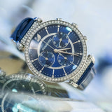 Swarovski Passage Chrono Crystal Blue Dial Blue Leather Strap Watch for Women - 5580342 Authentic Buy Shop Now