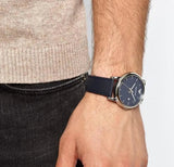 Emporio Armani Classic Quartz Blue Dial Black Leather Strap Watch For Men - AR1731 Authentic Buy Shop Now