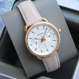 Fossil Tailor Quartz White Dial Pink Leather Strap Watch for Women - ES4393 Authentic Buy Shop Now