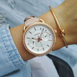 Fossil Tailor Quartz White Dial Pink Leather Strap Watch for Women - ES4393 Authentic Buy Shop Now