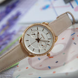 Fossil Tailor Quartz White Dial Pink Leather Strap Watch for Women - ES4393 Authentic Buy Shop Now