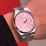 Citizen x Pantone Automatic Dreamy Pink Dial Silver Steel Strap Watch For Men - NJ0158-89X Authentic Buy Shop Now
