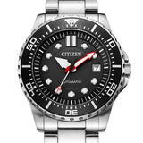 Citizen Mechanical Black Dial Silver Steel Strap Watch For Men - NJ0120-81E Authentic Buy Shop Now