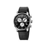 Calvin Klein City Chronograph Black Dial Black Leather Strap Watch for Men - K2G271CX Authentic Buy Shop Now