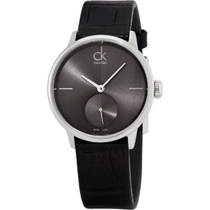 Calvin Klein Accent Black Dial Black Leather Strap Watch for Women - K2Y2Y1C3 Authentic Buy Shop Now