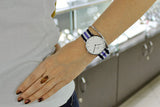 Daniel Wellington Classic Trinity White Dial Three Tone Nylon Strap Watch For Women - 0609DW Authentic Buy Shop Now